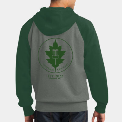 Green Breast Pocket - Raglan Colorblock Pullover Hooded Sweatshirt Thumbnail
